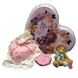 Enesco NWT Cherished Teddies Gift set. Cecelia teddy, a sachet and rose candle